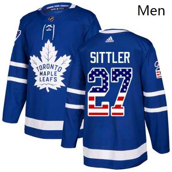 Mens Adidas Toronto Maple Leafs 27 Darryl Sittler Authentic Royal Blue USA Flag Fashion NHL Jersey